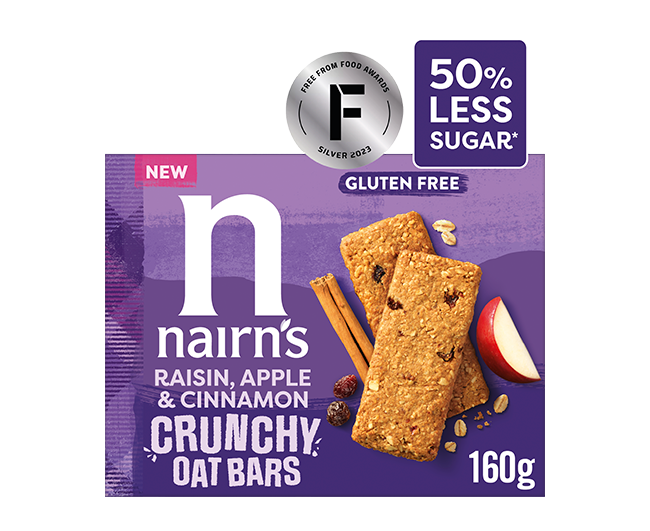 Raisin, Apple & Cinnamon Crunchy Oat Bars >>