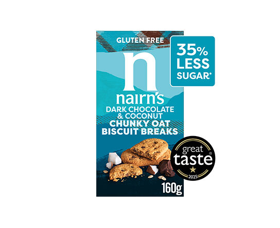 Nairn's Gluten Free Dark Chocolate & Coconut Chunky Oat Biscuit Breaks