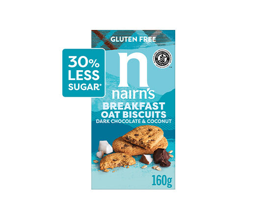 Nairn's USA Gluten Free Dark Chocolate & Coconut Breakfast Oat Biscuits