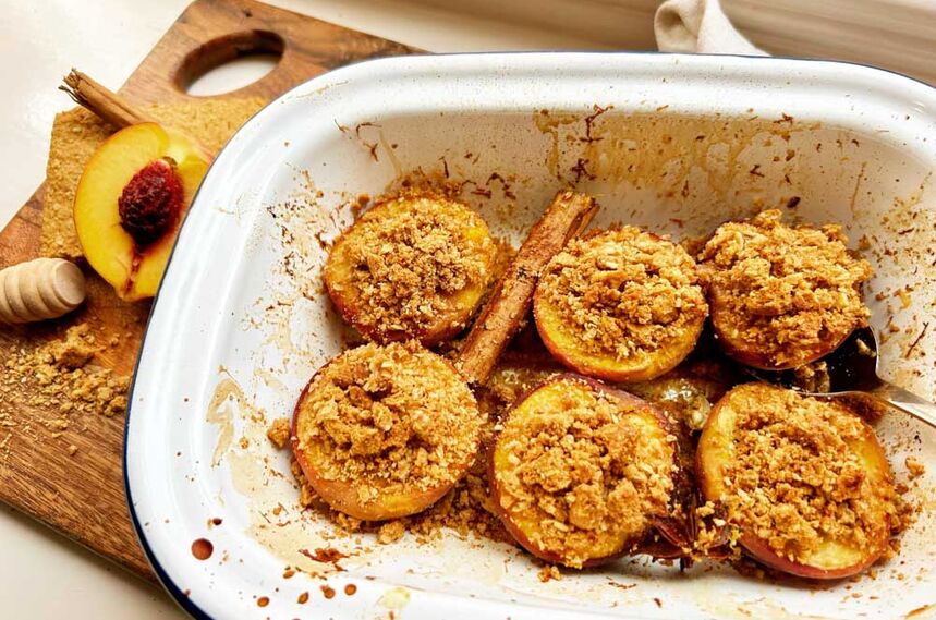 Baked Spiced Peaches with Honey Oat Granola  2